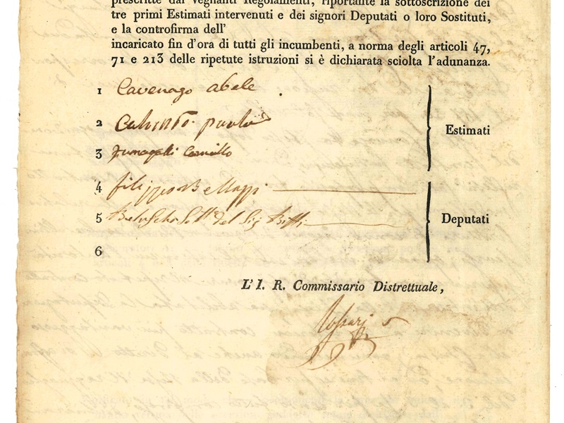 Processo del convocato generale del Comune 1836